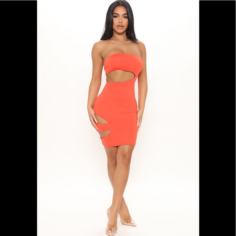 Fashion Nova Sadie Smooth Mini Dress in Orange Size XL NWT
